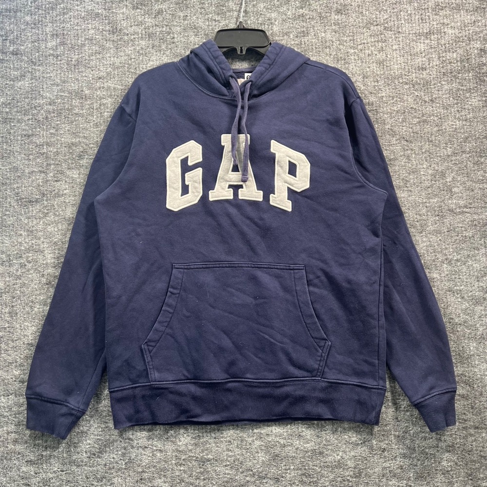GAP Navy Blue Arch Logo Pullover Hoodie Sweatshirt Mens Small